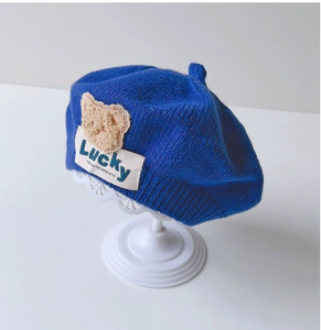 Chapeau <span class=keywords><strong>béret</strong></span> tendance automne-hiver pour enfants, style coréen, casquette de peintre en laine tricotée, style cuir pour bébés garçons, décontracté - Product Image 4