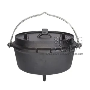 Pre-Gekruid 6QT/9QT Kamp Nederlandse Oven Met Alle-Ronde Gietijzeren Braadpan Pot En Dual Functie deksel Koekenpan