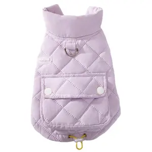 Autumn Winter Pet Clothes for Dogs Cats Warm Coat Dog Thin Down Jacket With Pocket And Traction Ring Puppy Outfits