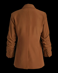 Blazer femme coupe ajustée, imitation triple boutonnage, infroissable, brodé, uni, tissé, à boutons, pour costumes et blazers - Product Image 4