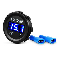 Jauge de tension de voiture DC 12V affichage LED voltmètre étanche voltmètre à panneau rond numérique Compatible avec véhicule
