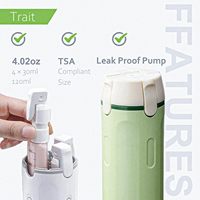 Flacons de voyage 4-en-1 conformes TSA, anti-fuite, rechargeables, portables, avec pompe en plastique pour shampoing, lotion, crème