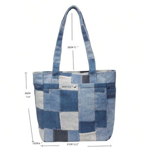 L'usine peut personnaliser des sacs à main en toile denim tendance pour femmes avec des sacs de shopping de grande capacité. - Product Image 5