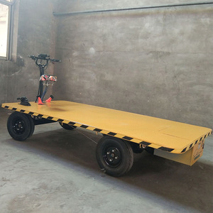 Electric Flatbed Cart 4000x2200 Mm Steel <b>Foldable</b> Industrial Yellow Powder Coated Platform <b>Trolley</b> With Four Wheel - Product Image 3