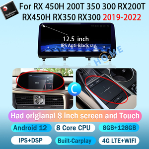 Qualcomm 12.5 "Android 12วิทยุติดรถยนต์สำหรับ <span class=keywords><strong>Lexus</strong></span> <span class=keywords><strong>RX</strong></span> 450h <span class=keywords><strong>200T</strong></span> 350 RX450H 300เครื่องเล่นวิดีโอมัลติมีเดีย2016-2020 CarPlay autoradio - Product Image 6