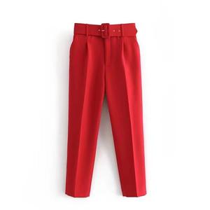 All'ingrosso corea donna <span class=keywords><strong>pantaloni</strong></span> della tuta di colore della caramella <span class=keywords><strong>con</strong></span> <span class=keywords><strong>cintura</strong></span> tinta unita da ufficio donna affari nono <span class=keywords><strong>pantaloni</strong></span> Casual alla caviglia - Product Image 5
