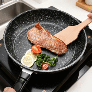 FLEY – Ensemble de batterie de cuisine écologique en carbone ionique, antiadhésif, comprenant wok, poêle <span class=keywords><strong>et</strong></span> <span class=keywords><strong>casserole</strong></span>, compatible gaz <span class=keywords><strong>et</strong></span> <span class=keywords><strong>induction</strong></span>, sans couvercle – Prix abordable - Product Image 2
