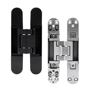 High Quality hydraulic 3D Adjustable Black Zinc Alloy Concealed Hinge Heavy Duty 180 Degree Soft Close Invisible Door Hinges