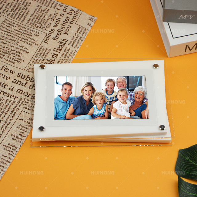 7 Inch White Acrylic Digital Photo Frame Colorful NFT Transparent Electronic Album Display Unique Motion Video Video Playback
