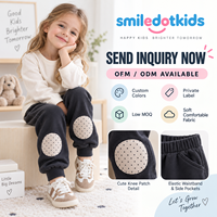 Pantalon de jogging personnalisé Smiledotkids pour enfants avec patch au genou, tissu doux, OEM ODM, faible MOQ, vente en gros pour tout-petits garçons et filles