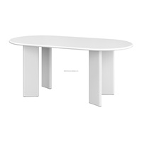 Table à manger ovale en bois MDF, design luxueux, plateau blanc brillant, meubles de salle à manger en bois