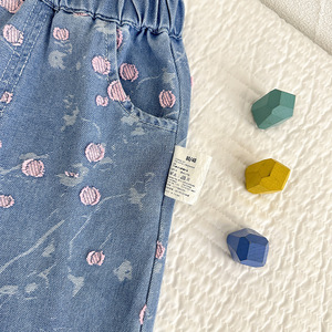 Nuovi Arrivi 2026: <span class=keywords><strong>Jeans</strong></span> Dritti da Bambina con Motivo Dolce, Casual, in Denim, per Primavera Autunno - Product Image 6