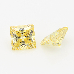 Vente en gros d'usine, pierres de zircone cubique de qualité 5A, taille princesse carrée, couleur jaune clair, pour la fabrication de bijoux - Product Image 3