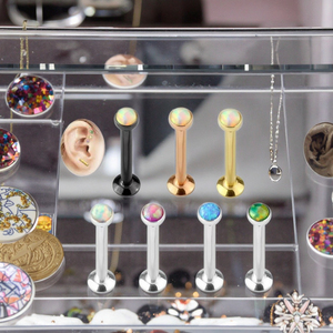 Opal Internally Threaded Steel Cartilage Studs Labrets <strong>Monroes</strong> Surgical Steel Piercing <strong>Lip</strong> <strong>Ring</strong> Fashion Ear Piercing Jewelry - Product Image 3
