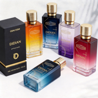 Flacon de parfum carré en verre dégradé marron rechargeable de 30 ml, 50 ml, 100 ml avec boîte assortie pour coffret de parfums de niche de luxe