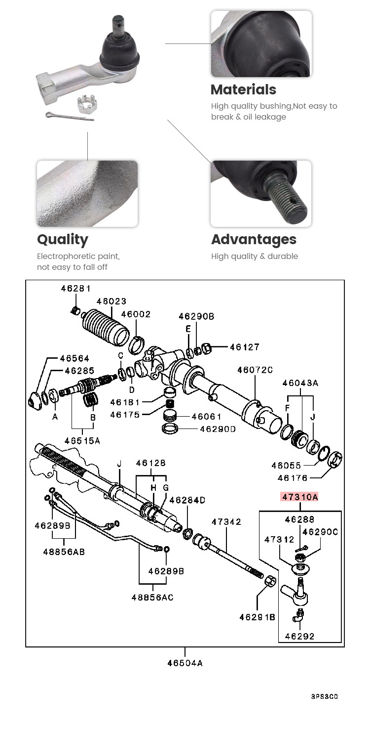 45044-69135 Kowze Auto Steering Parts for Toyota Land Cruiser