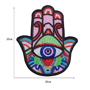 Parches de lentejuelas de ojos malvados de gran tamaño Moq bajo al por mayor apliques bordados 3D con purpurina para planchar en bolso camisa - Product Image 3