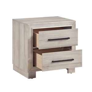 Modern Gray Two <b>Drawer</b> Nightstand Wooden Bedside Cabinet Bedroom <b>Storage</b> Furniture 1pc - Product Image 3
