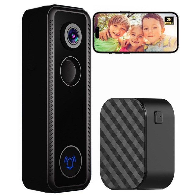 2K WiFi Wireless Video Doorbell Camera-Intelligent Infrared Night Vision Motion Detection Home Surveillance 5200mAh Battery TF