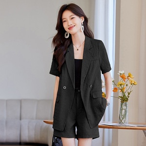 Women's Short Sleeve Suit Set Casual Breathable Polyester Summer Style Pocket Design AYM990 - Product Image 2