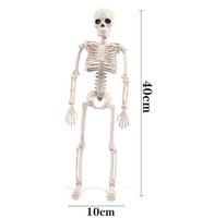 Lot de squelettes d'Halloween modernes en plastique, squelettes de mariée et de marié réalistes avec accessoires en tissu pour une mise en scène effrayante