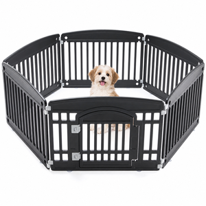 Parc pour chien pliable en acrylique blanc de 24 pouces à 4 panneaux, clôture portable pour animaux de compagnie, utilisation intérieure et extérieure, pour l'exercice des chiots et petits animaux - Product Image 4