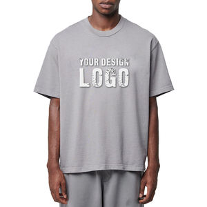 Camiseta de Hombre de Moda Americana, Media Manga, Cuello Pequeño, Holgada, Personalizada, de Algodón Lavado, Hombros Caídos, Tallas Grandes - Product Image 5