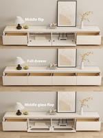 Ensemble Meuble TV et Table Basse en Bois Massif Crème, Design Minimaliste Moderne 2026 pour Salon ou Chambre à Coucher