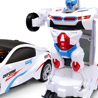 Voiture robot transformable 2-en-1 en matériaux recyclés, avec effets sonores et lumineux, modèle déformable pour enfant – Vente directe usine