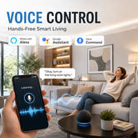 Interruttore Luce Smart WiFi Standard EU 2 Gang con Pannello Touch 240V, Controllo Vocale, Timer, Controllo App, Vetro Temperato, 10A, Impermeabile