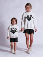 Sweat-shirt imprimé tricoté à col montant Mommy&me pour femmes et adolescentes 2026 – Pull d'hiver ample et court à manches longues, style doux