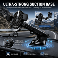 Support de téléphone portable pour voiture à ventouse pour pare-brise et tableau de bord, fixation rapide à une touche, maintien stable, vente en gros