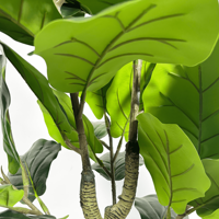 Plante artificielle en polyester de 1,5 m, type Ficus lyrata, plantes artificielles persistantes pour intérieur/extérieur, cadeau de pendaison de crémaillère