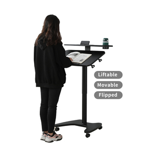 Carro de ordenador portátil ajustable plegable con Control de altura neumático ADA con ruedas, escritorio de ordenador móvil para oficina en casa, ruedas móviles - Product Image 4