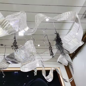 Fabricant à bas prix Hôtel Lobby Plafond Luxe Grand Projet Personnaliser Ruban Lustre Cristal Plafond Luxe - Product Image 4