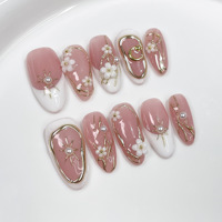 Lot de 10 faux ongles de luxe personnalisés faits à la main, press-on, en gel, magnifiquement peints à la main, vente en gros