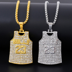 Nueva Joyería Hip-Hop Creativa y de Gran Venta, Chapada en Oro, con Circonitas, Personalizada con el Número <span class=keywords><strong>Jordan</strong></span> Colgante de cadena con eslabones de jersey 23 - Product Image 4