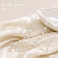 Collier de perles en acier inoxydable couleur or, perles carrées pastel, réglable, fait main, poli, bijoux de mode pour femme, cadeau