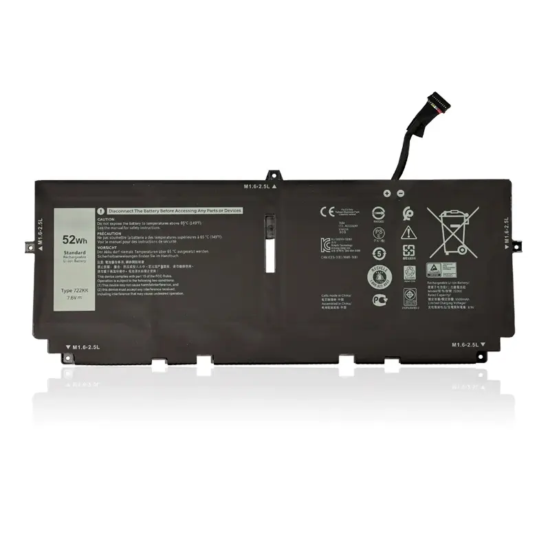 2XXFW 722KK FP86V WN0N0 Batterie OEM pour ordinateur portable Dell XPS 13 9300 batterie rechargeable pour ordinateur portable