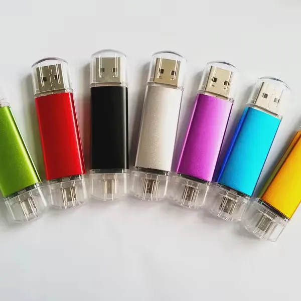 2-in-1 OTG USB 플래시 드라이브 타입 C 안드로이드 포트 스마트 폰 호환 16GB 32GB 64GB 금속 USB 펜 드라이브 3.0 2.0 USB 스틱