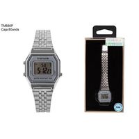 Montre sport numérique Timemark à cadran carré, bracelet milanais 18 mm en acier inoxydable, étanche 30M, fermoir papillon, pour homme, en plastique