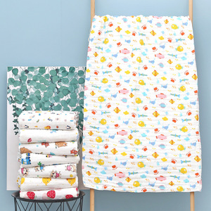 Manta de Bebé de Algodón Puro de Seis Capas, 110x110cm, con Estampado de Dibujos Animados, Toalla Envolvente para Bebés - Product Image 4