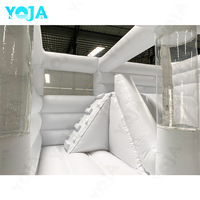 Château gonflable de qualité supérieure, de qualité commerciale, blanc, avec décorations de ballons flottants, piscine à balles pour fête, château gonflable