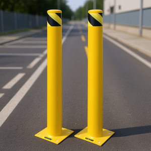 Dissuasore di Sicurezza Altezza 42 Pollici Diametro 4,5 Pollici Tubo in Acciaio Giallo Barriera Stradale per Protezione Viali - Product Image 2