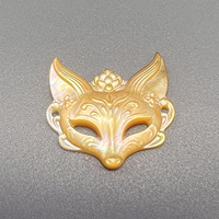 Pendentif Masque de renard sculpté en abalone noir et abalone blanc coquillage profond, accessoire de bijoux DIY, breloque de collier vintage