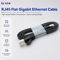 Kabel Patch Jaringan Flat CAT6A 8P8C Kustom, Kabel LAN Gigabit Kecepatan Tinggi RJ45 Ethernet Flat Terproteksi Cat6A