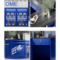 Ensemble de bar en fer de qualité commerciale avec design à rivets apparents - Comptoir de bar extérieur durable et écologique pour hôtels et bars à domicile