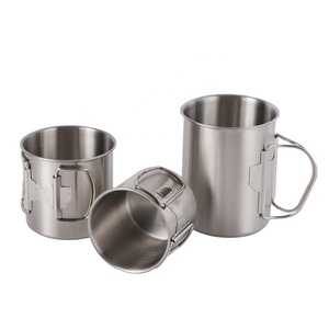 260ml 350ml 500ml Foldable Handle Camping Carabiner <strong>Coffee</strong> Drinking <strong>Folding</strong> Mug Stainless Steel Cup - Product Image 1