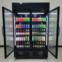 Enfriador de Bebidas de Doble Puerta de Vidrio de 680L, Refrigerador Comercial Sin Escarcha, Exhibidor Vertical, Refrigerador de Bebidas al por Mayor