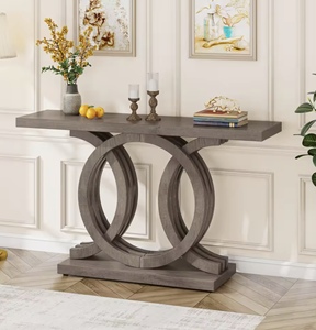 <span class=keywords><strong>Console</strong></span> d'entrée personnalisée style ferme, 55-<span class=keywords><strong>60</strong></span> pouces, plateau en bois, base géométrique, pour couloir, salon, chambre, hôtel, vente en gros - Product Image 1
